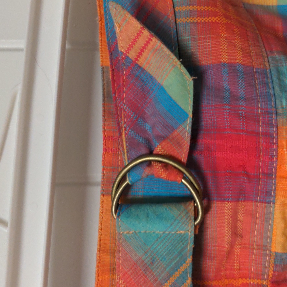 EUC White Stage Skort Size 16 Belted Hidden Side Zip Stretchy Plaid - Picture 3 of 8